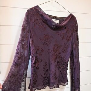 Elegant Purple Lace Women's Top - Cowl Neck